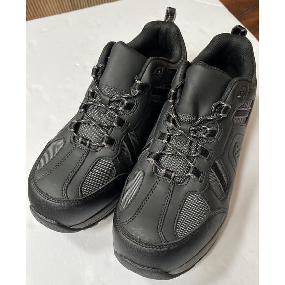 SAFE T STEP BLACK‎ LEATHER SLIP RESISTANT CASUAL COMFORT WORK MEN'S 11 SHOES NEW - Picture 1 of 9
